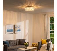 Homcom Crystal Ceiling Light Chandeliers For Living Room Bedroom Silver Tone