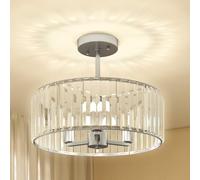 HOMCOM Crystal Ceiling Light Fixture Semi Flush Mount Modern 39 cm Silver | Crystal Chandelier Ceiling Light, for Living Room Bedroom Hallway Dining Room, E14 Base 3-Lights, Bulbs Not Included