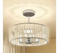 HOMCOM Semi Flush Mount Modern Crystal Chandelier Ceiling Light, Silver Tone HOMCOM Silver