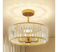 HOMCOM Crystal Ceiling Light Fixture, Semi Flush Mount Modern Crystal Chandelier Ceiling Light for Living Room, Bedroom, Hallway, Dining Room, E14 Base 3-Lights, Gold Tone
