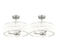 HOMCOM Crystal Ceiling Light Fixture Semi Flush Mount Set of 2 Silver Tone