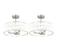 HOMCOM Crystal Ceiling Light Set of 2 Modern Chandelier 3-Lights Silver Tone | Size: 40 cm diameter x 25 cm high HOMCOM Silver 40 cm diameter x 25 cm high