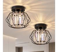 Homcom Crystal Ceiling Light Fixtures, Ceiling Lighting, 2 Pack, Black Black