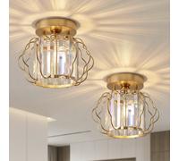 Homcom Crystal Ceiling Light Fixtures, Ceiling Lighting, 2 Pack In Gold Gold