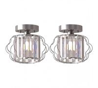 HOMCOM Crystal Ceiling Light Fixtures, Modern Semi-Flush Ceiling Lighting with Crystal Strips, 2 Pack, Silver Tone