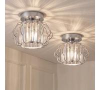 Homcom Crystal Ceiling Light Fixtures, Ceiling Lighting, 2 Pack In Silver Silver
