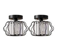 HOMCOM Crystal Ceiling Light Fixtures, Modern Semi-Flush Ceiling Lighting with Crystal Strips, 2 Pack, Black
