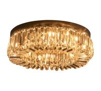 HOMCOM Crystal Ceiling Light Modern Chandeliers Stainless Steel Pendant Lights with Crystal Decorations for Living Room Bedroom Dining Room Hall Silv