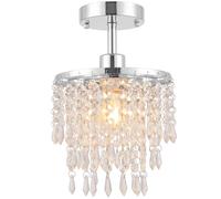 HOMCOM Crystal Ceiling Light with 57 Crystal Strands, Ceiling Light with Mounting Plate for Hallway, Silver Tone