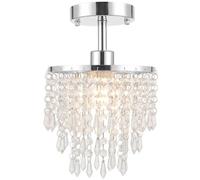 HOMCOM Crystal Ceiling Light with 57 Crystal Strands, Silver Tone | Modern Ceiling Light with Mounting Plate for Bedroom, Dining Room, Hallway, Bulb Not Included