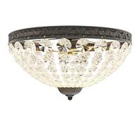 HOMCOM Crystal Chandelier Ceiling Light 2-Light Flush Mount Black