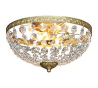 HOMCOM Crystal Chandelier Ceiling Light 2-Light Flush Mount Gold Tone | 168 Octagonal Beads, Vintage Flush Mount Ceiling Light, Living Room Bedroom Hallway Dining Room