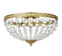 HOMCOM Crystal Chandelier Ceiling Light with 168 Octagonal Beads, Vintage 2-Light Flush Mount Ceiling Light for Living Room, Bedroom, Hallway, Dining Room, Gold Tone