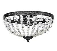 HOMCOM Crystal Chandelier Ceiling Light with 168 Octagonal Beads, Vintage 2-Light Flush Mount Ceiling Light for Living Room, Bedroom, Hallway, Dining Room, Black