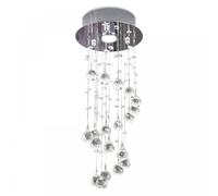 HOMCOM Crystal Ceiling Light Chandelier Spiral Rain Drop Pendant Lamp Metal, Silver