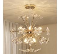 Homcom Crystal Chandeliers Ceiling Light With Flower, Pendant Light, Clear