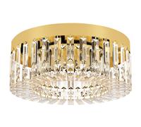 HOMCOM Crystal Chandeliers with 160 Crystal Pendants, 6-Light Ceiling Light for Living Room, Bedroom Dining Room, Gold Tone