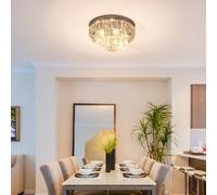 HOMCOM Round Crystal Ceiling Lamp 7 Lights Chandelier Mounted Fixture For Living Room Dining Room Hallway Modern | TJ Hughes