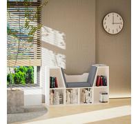 HOMCOM Cube Bookshelf Organizer with Reading Seat, Six Cubes, Black