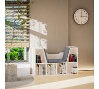 Homcom Cube Bookshelf Organizer With Reading Seat, Six Cubes, White