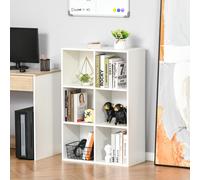 HOMCOM Cubic Cabinet Bookcase - 6-Cube White Storage Shelves, 97.5H x 65.5W x 30D cm, 40 kg, 836-369WT