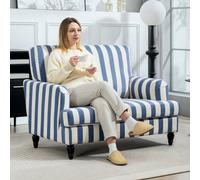 HOMCOM Cuddle Chair with Stripe, Armchair for Living Room, Blue & White HOMCOM Blue