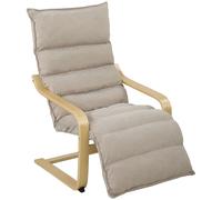HOMCOM Lounge Chair with Wooden Frame for Living Room, Bedroom, Light Brown