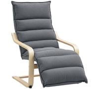 HOMCOM Curved Wooden Accent Chair, with Adjustable Footrest - Drak Grey