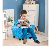 Homcom Cute Cloud Star Child Armchair Seat Wood Frame W/ Footrest Padding Blue