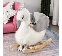 HOMCOM Kids Rocking Horse, Children Plush Ride On Swan Animal Rocker w/Sound, Wood Base Seat, Safety Belt, Baby Toy Rocker for Toddler 18-36 Months, White and Grey