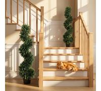 Homcom Cypress Topiary Tree With 700 Leaves, Set Of 2 In Dark Green Dark Green