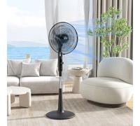 HOMCOM Black Adjustable Oscillating Standing Fan - Size: 18 x 46 x 63cm - Wilko