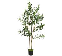 HOMCOM Decorative Artificial Plant, 120 cm Silk Olive Tree with 303 Leaves in Cement Pot, Fake Plant