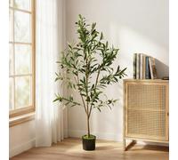 (S) HOMCOM Decorative Artificial Plant, Silk Olive Tree