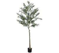 HOMCOM Decorative Artificial Plant Silk Olive Tree 6ft/ 180cm | 900 Leaves, 40 Olive Fruits, in Pot, Fake Plant, Home Office Living Room Indoor Decor