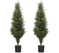 HOMCOM Decorative Artificial Plants Cypress Weighted Pot Set of 2 90 cm