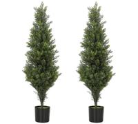 HOMCOM Decorative Artificial Plants Cypress Weighted Pot Set of 2 90 cm