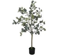 HOMCOM Decorative Artificial Tree, 5ft/ 150cm Silk Eucalyptus Tree with 230 Silver Dollar Leaves in Pot, Fake Plant for Home, Office, Living Room, Indoor Decor