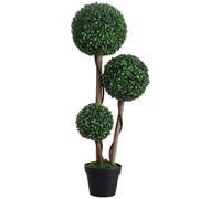 HOMCOM Decorative Artificial Trees Topiary UV-Cut Pot 90cm Dark Green