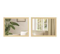 HOMCOM Decorative Rectangular Wall Mirror, 40 x 30 cm Wall-Mounted Bathroom Mirror for Living Room, Bedroom, Hallway, Set of 2, Natural Wood Finish