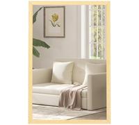 HOMCOM Decorative Rectangular Wall Mirror, 60 x 40 cm Wall-Mounted Bathroom Mirror for Living Room, Bedroom, Hallway, Natural Wood Finish