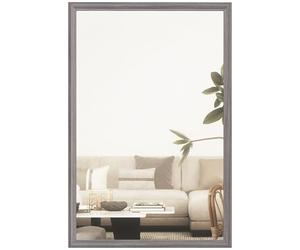 HOMCOM Decorative Rectangular Wall Mirror, 60 x 40 cm Wall-Mounted Bathroom Mirror for Living Room, Bedroom, Hallway, Grey Wood Effect