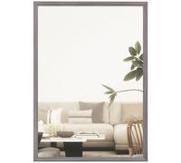 HOMCOM Decorative Rectangular Wall Mirror, 70 x 50 cm Wall-Mounted Bathroom Mirror for Living Room, Bedroom, Hallway, Grey Wood Effect
