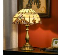 HomCom Stained Glass Table Lamp, Handmade Antique Bedside Lamp, Decorative Night Light, Multicolor