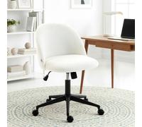 HOMCOM Desk Chair, Fluffy Swivel Office Chair for Makeup Vanity, Cream - Cream