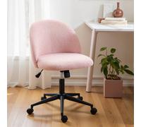 Homcom Desk Chair, Fluffy Swivel Office Chair For Makeup Vanity, Light Pink
