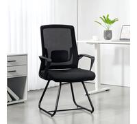 HOMCOM Desk Chair No Wheels, Meeting Chair with Mesh Back for Waiting Room