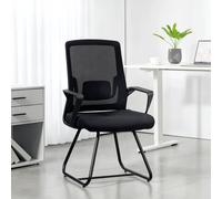 HOMCOM Desk Chair No Wheels, Meeting Chair with Mesh Back for Waiting Room in Black HOMCOM Black