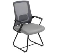 Homcom Desk Chair No Wheels, Meeting Chair With Mesh Back For Waiting Room In Dark Grey Dark Grey