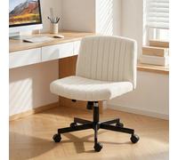 HOMCOM Desk Chair with Wide Seat, Thick Padding, Rock Function, Cream